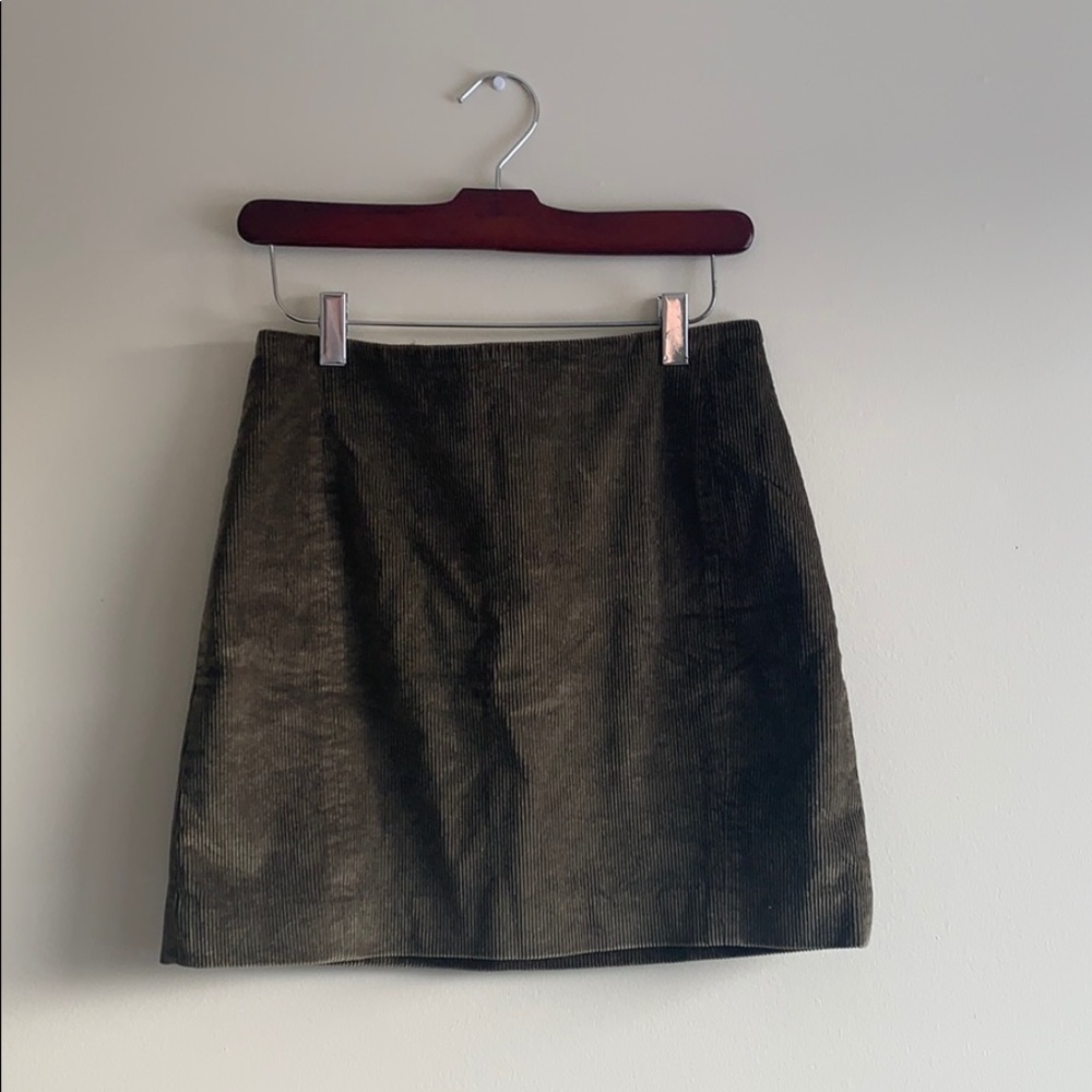 Aritzia Sunday Best Army Green Corduroy Skirt